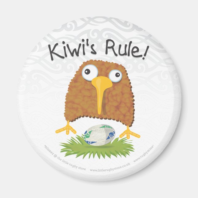"Kiwi's Rule" Rugby Fridge Magnet (Front)