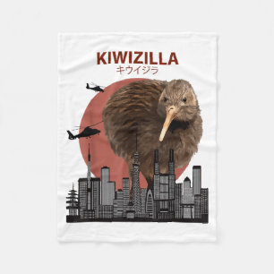 Kiwizilla Funny Kiwi _ New Zealand Bird Lovers Gif Fleece Blanket