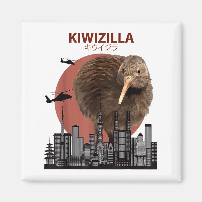 Kiwizilla Funny Kiwi _ New Zealand Bird Lovers Gif Magnet (Front)