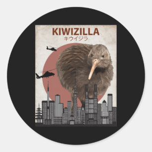 Kiwizilla Funny Kiwi New Zealand Bird Lovers Gift Classic Round Sticker