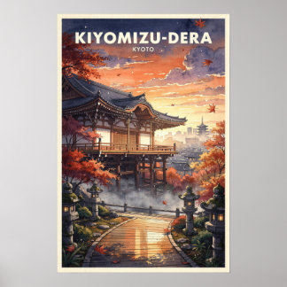 Kiyomizu-dera Kyoto Vintage Travel Poster