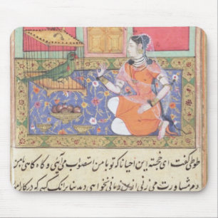 Kjujista, the Merchant's Wife, talking to a Parrot Mouse Pad