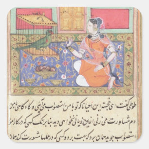 Kjujista, the Merchant's Wife, talking to a Parrot Square Sticker