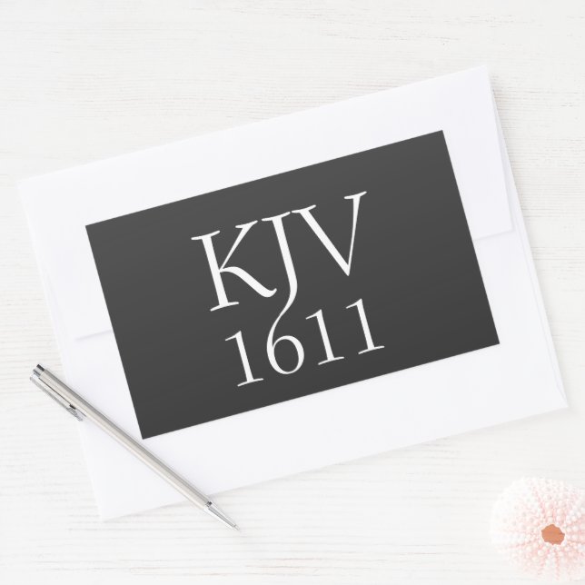 KJV 1611 Black and White Christian Rectangular Sticker (Envelope)