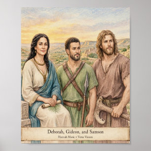 KJV Bible-Deborah Gideon Samson-Heroes of Judges Poster