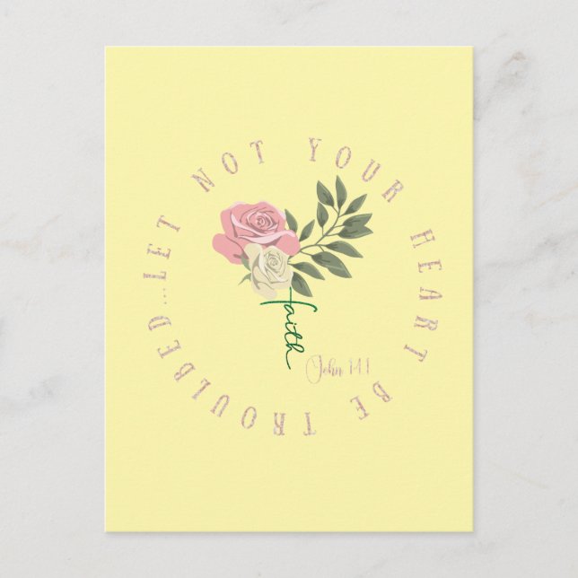 KJV Let Not Your Heart Be Troubled Scripture Postcard (Front)