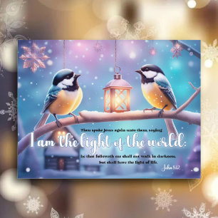 KJV Scripture Chickadees Christian Christmas Holiday Postcard