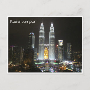 kl towers night postcard