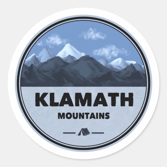 Klamath Mountains California Oregon Camping Classic Round Sticker (Front)