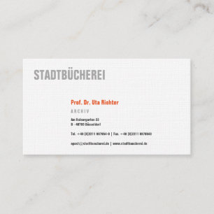 Klare Visitenkarte mit orange Business Card