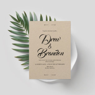 Klassisch elegante Schwarz-Weiß Hochzeit Einladung Invitation