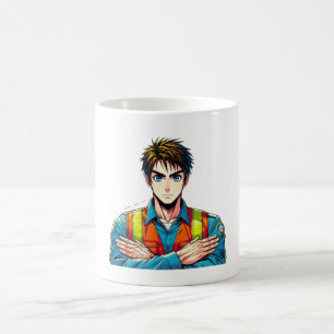 Klassische, weiße Tasse mit Manga-Sicherheitsfachm Coffee Mug