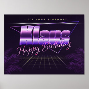 Klaus Name Vorname lila retro Poster Geburtstag