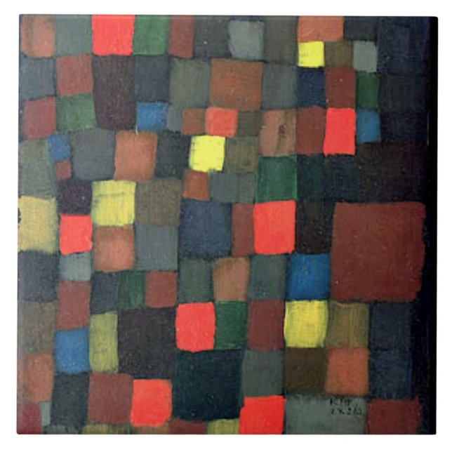 Klee - Abstract Colour Harmony with Squares Ceramic Tile (Front)