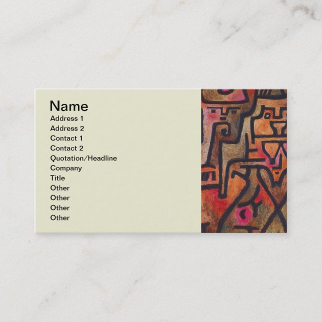Klee Abstract Forest Expressionist Modern Art Business Card (Front)