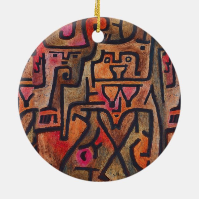 Klee Abstract Forest Expressionist Modern Art Ceramic Ornament (Back)