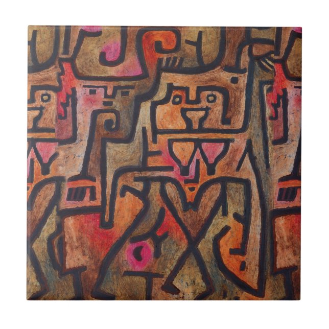 Klee Abstract Forest Expressionist Modern Art Ceramic Tile (Front)