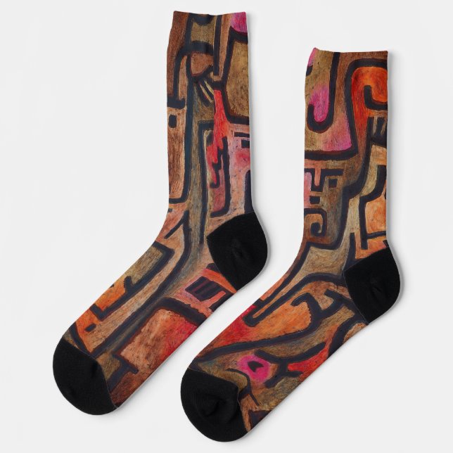 Klee Abstract Forest Expressionist Modern Art Socks (Left)