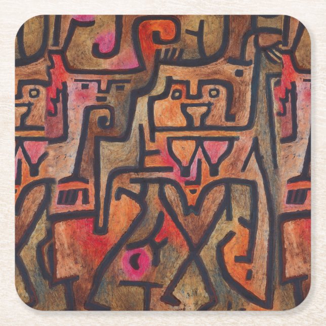 Klee Abstract Forest Expressionist Modern Art Square Paper Coaster (Front)