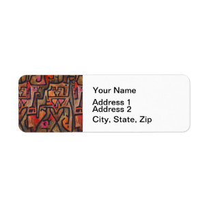Klee Abstract Red Abstract Expressionist Nature  Return Address Label