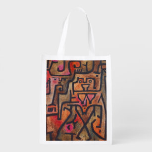 Klee Abstract Red Abstract Expressionist Nature  Reusable Grocery Bag