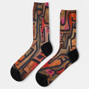 Klee Abstract Red Abstract Expressionist Nature  Socks