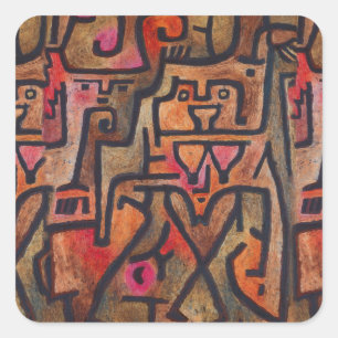 Klee Abstract Red Abstract Expressionist Nature  Square Sticker