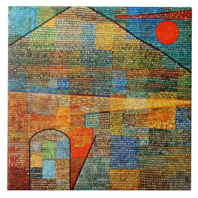 Klee - Ad Parnassus, famous abstract painting, Ceramic Tile (Front)