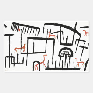 Klee - Animals in an Enclosure  Rectangular Sticke Sticker