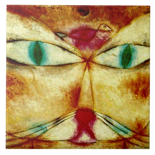 Klee - Cat and Bird Ceramic Tile (Front)