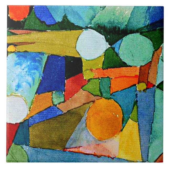 Klee - Colour-Shapes, famous painting, Ceramic Tile (Front)