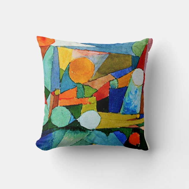Klee - Colour-Shapes, famous painting, Cushion (Front)