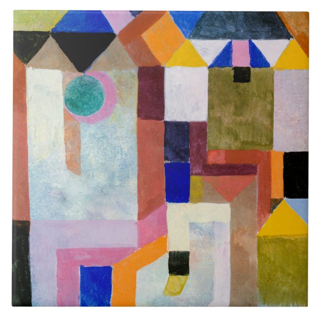 Klee - Colourful Architecture, famous artwork, Ceramic Tile (Front)