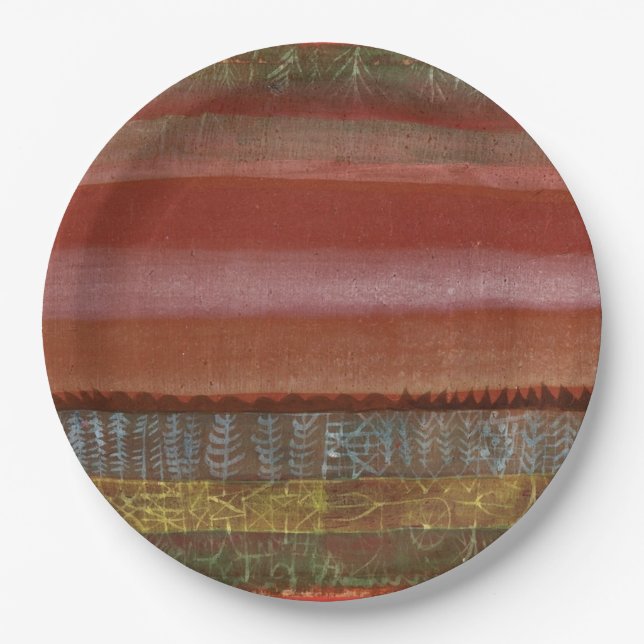 Klee - Flat Landscape, abstract art Paper Plate (Front)