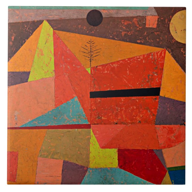 Klee - Joyful Mountain Landscape Ceramic Tile (Front)