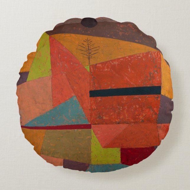 Klee - Joyful Mountain Landscape Round Cushion (Front)