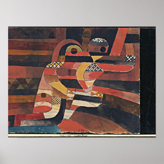 Klee - Lovers, colourful 1920 painting Poster (Front)