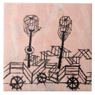 Klee - Old Steamboat, abstract art Ceramic Tile