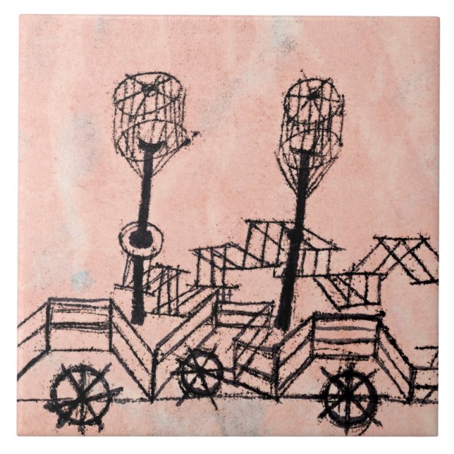 Klee - Old Steamboat, abstract art Ceramic Tile (Front)