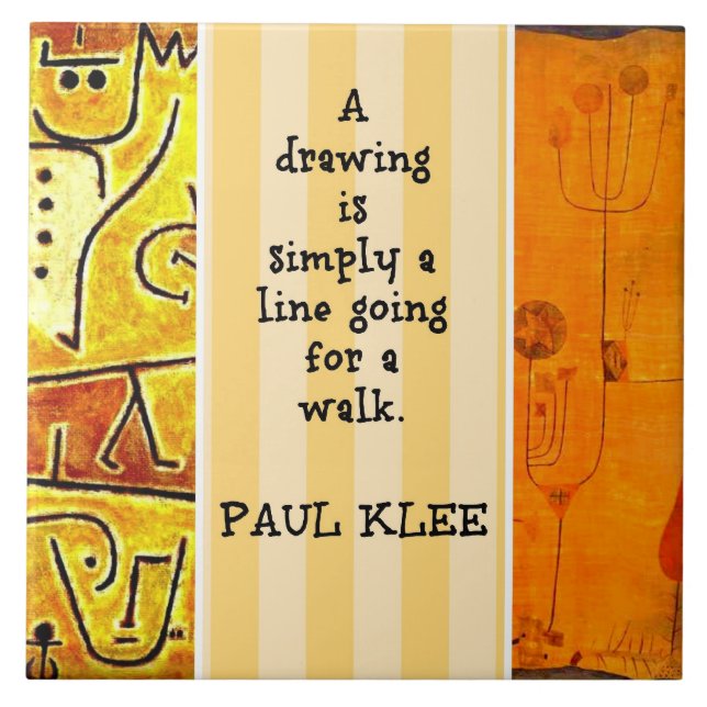 Klee - Quotation and Paintings Ceramic Tile (Front)