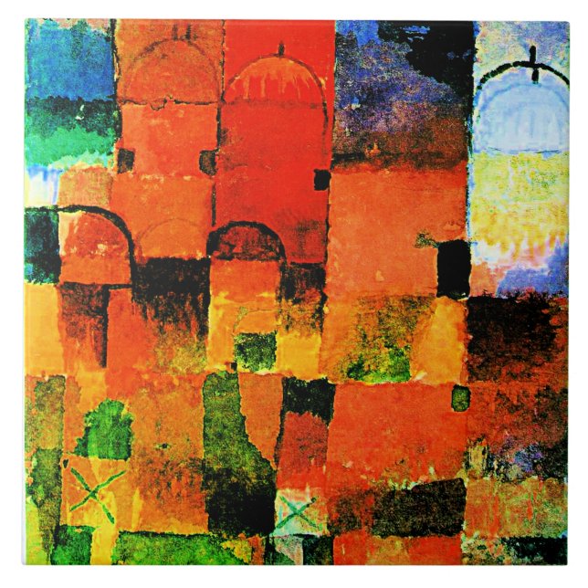 Klee - Red and White Domes  Ceramic Tile (Front)