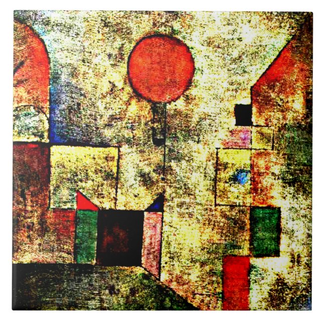 Klee - Red Balloon Ceramic Tile (Front)