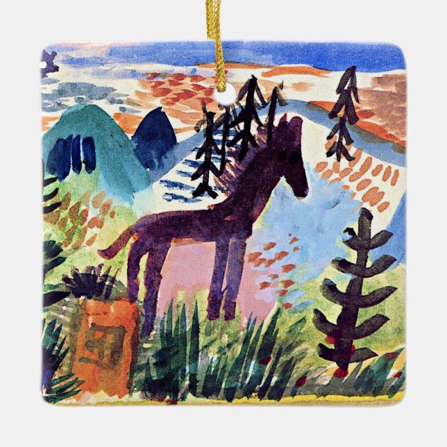Klee - The Horse, famous painting Ceramic Ornament (Front)