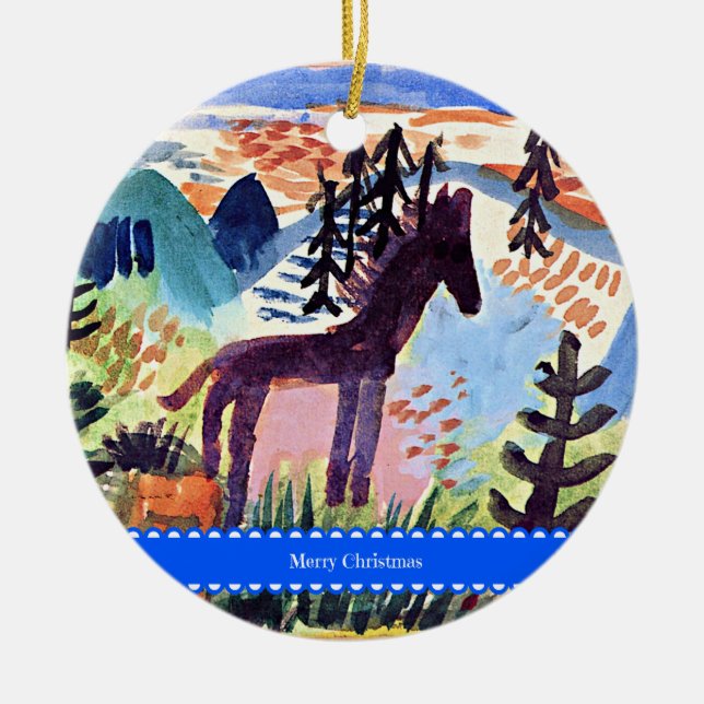 Klee - The Horse, Merry Christmas, Ceramic Ornament (Front)