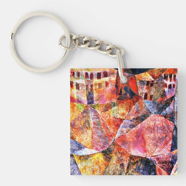 Klee - The Hotel, famous painting, Key Ring (Front)