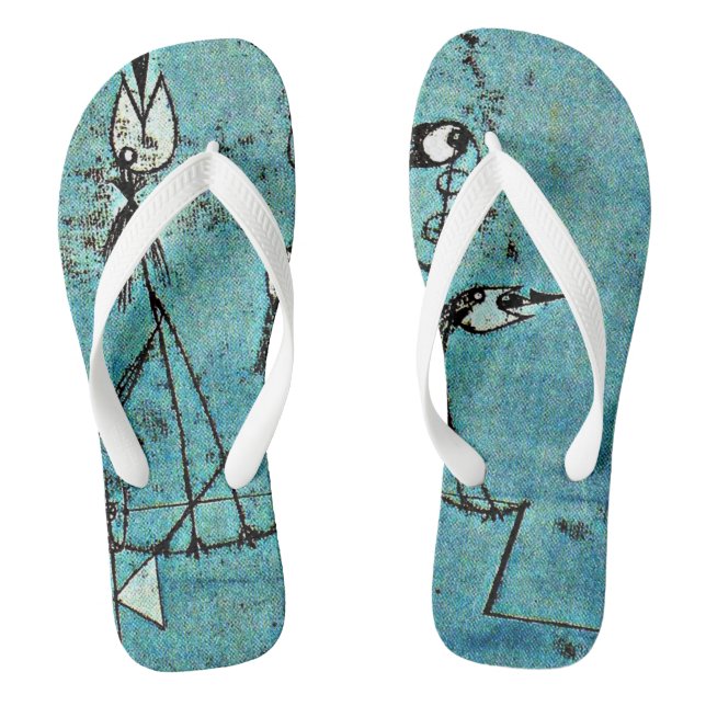 Klee - Twittering Machine, famous abstract artwork Thongs (Footbed)
