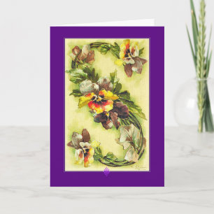 Klein Alphabet Series Blue Yellow Pansies Letter S Note Card