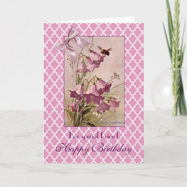 Klein Purple Bellflower Campanula Friend Birthday Card (Front)