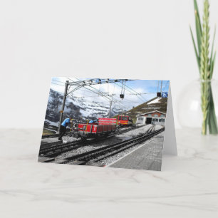 Kleine Scheidegg railway station in Switzerland Holiday Card