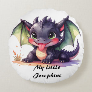 Kleiner baby Drache streckt die Zunge raus Round Cushion